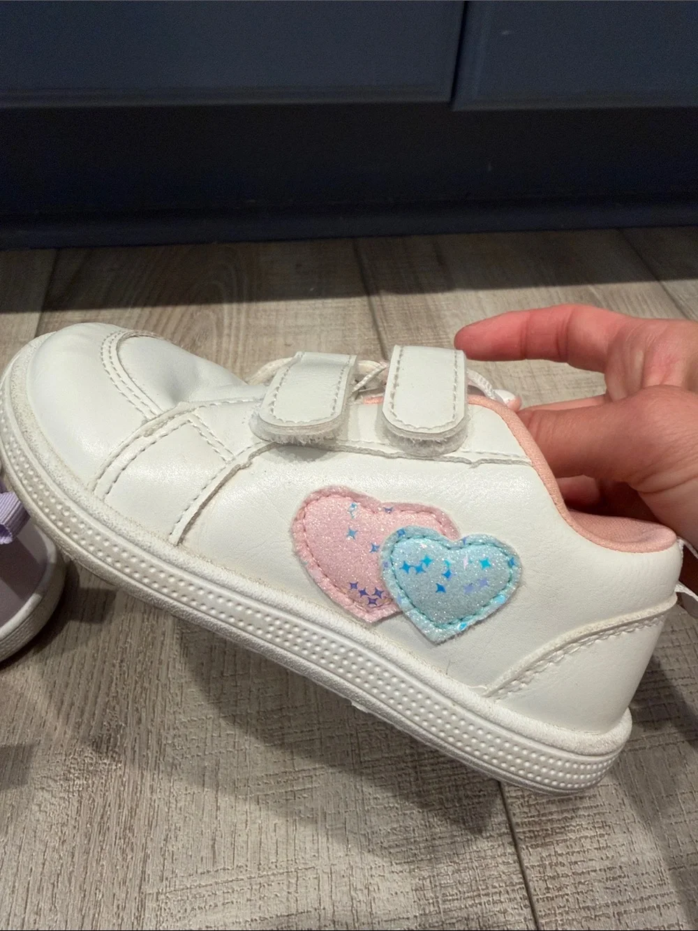 STQ KIDS Wide Toe Box Sneakers- White and Purple- US Toddler 8 Girls